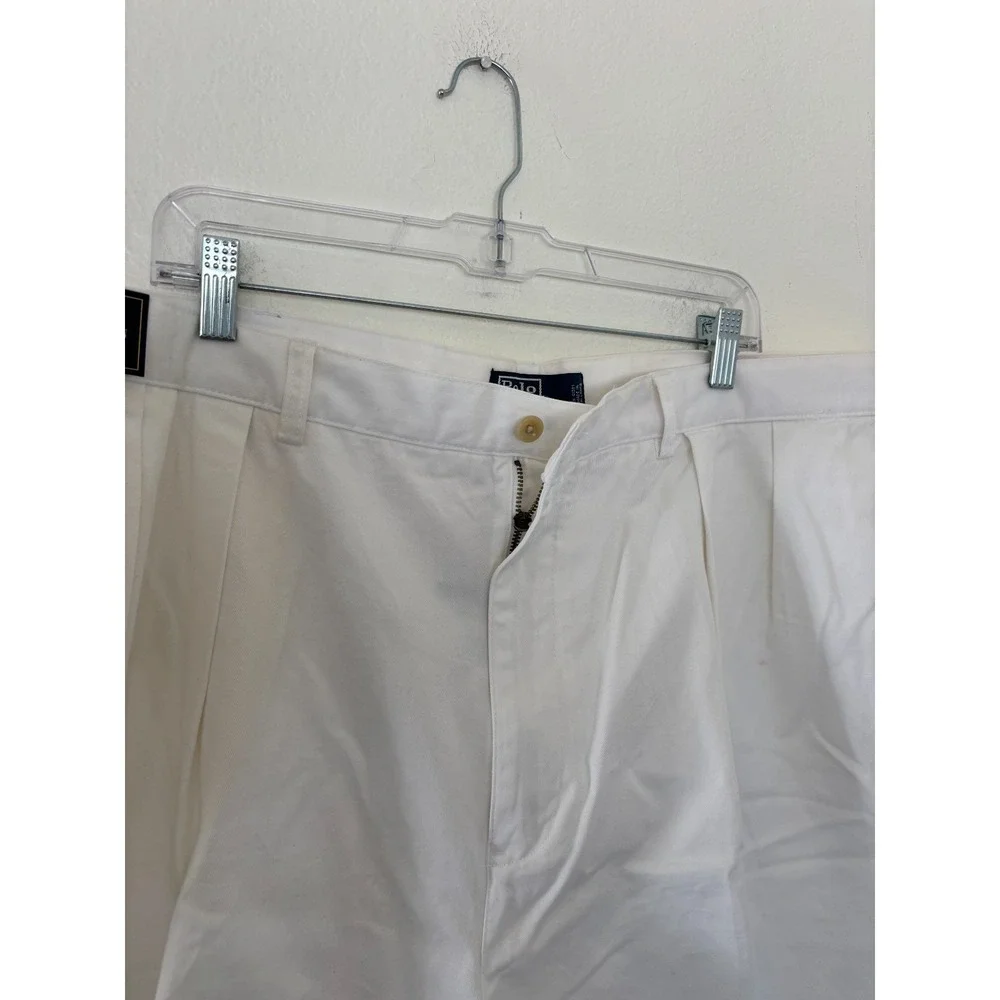 Polo Ralph Lauren Big Tyler Short 46 White Pleat Preppy Ivy Dadcore Resort *READ